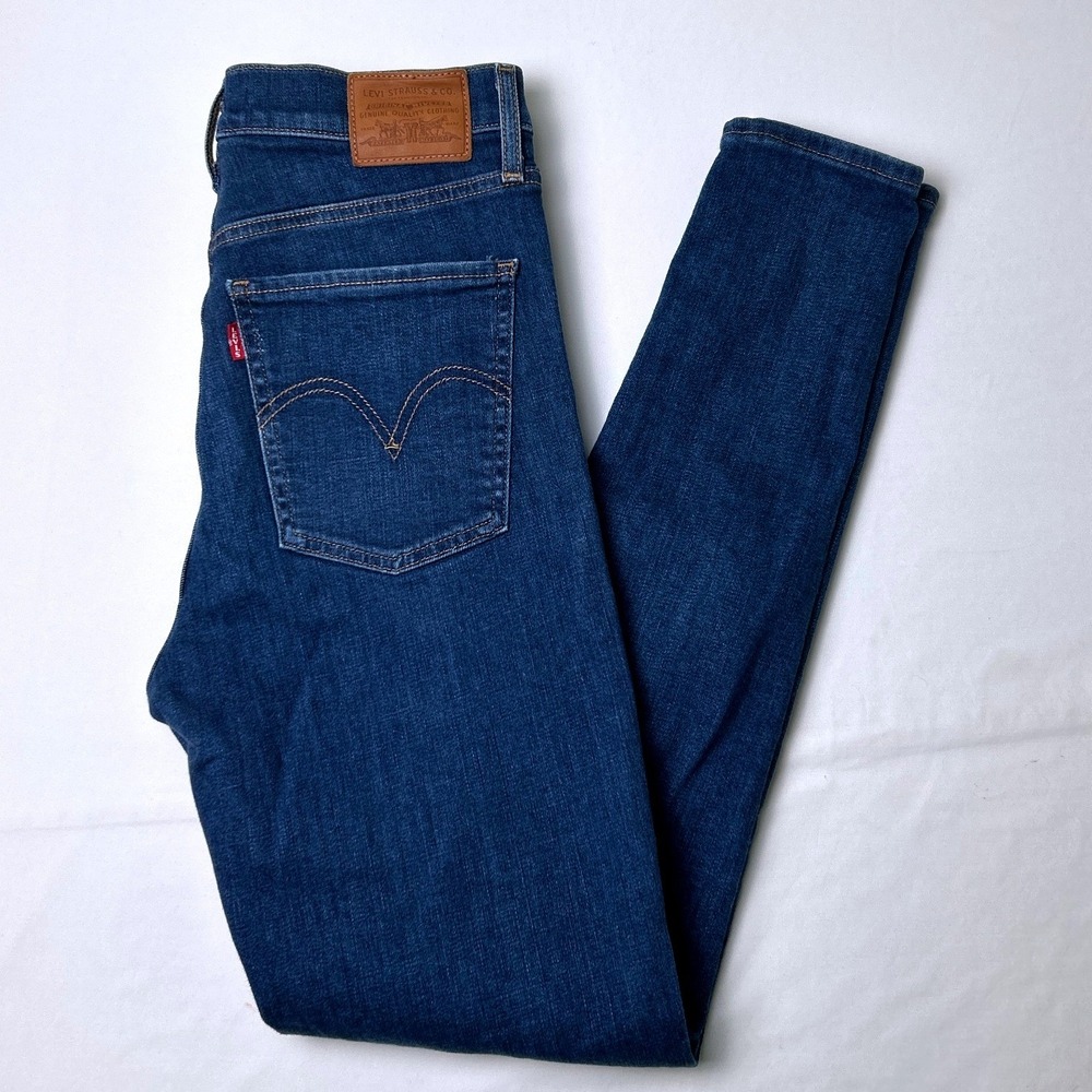Levi's Women Mile High Super Skinny High Rise Jeans Size 28/6 Blue Stretch Denim